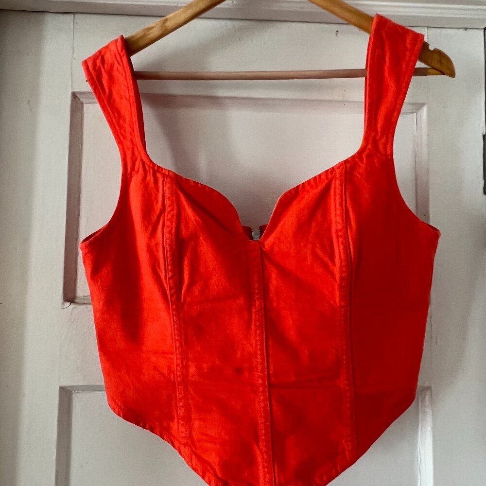 Mara Hoffman Cropped Corset Milla Denim Top
